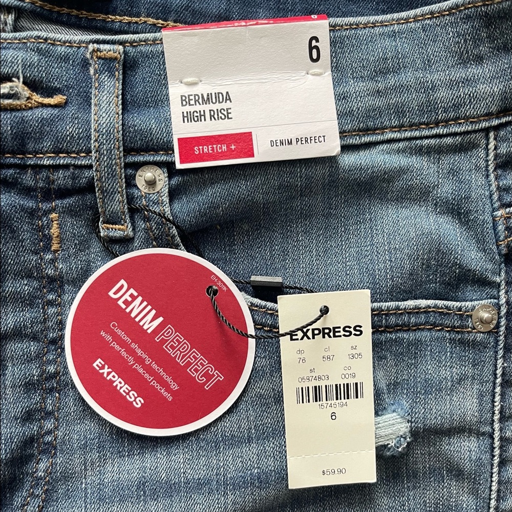Bermuda High Rise Jean Shorts - Picture 2 of 3
